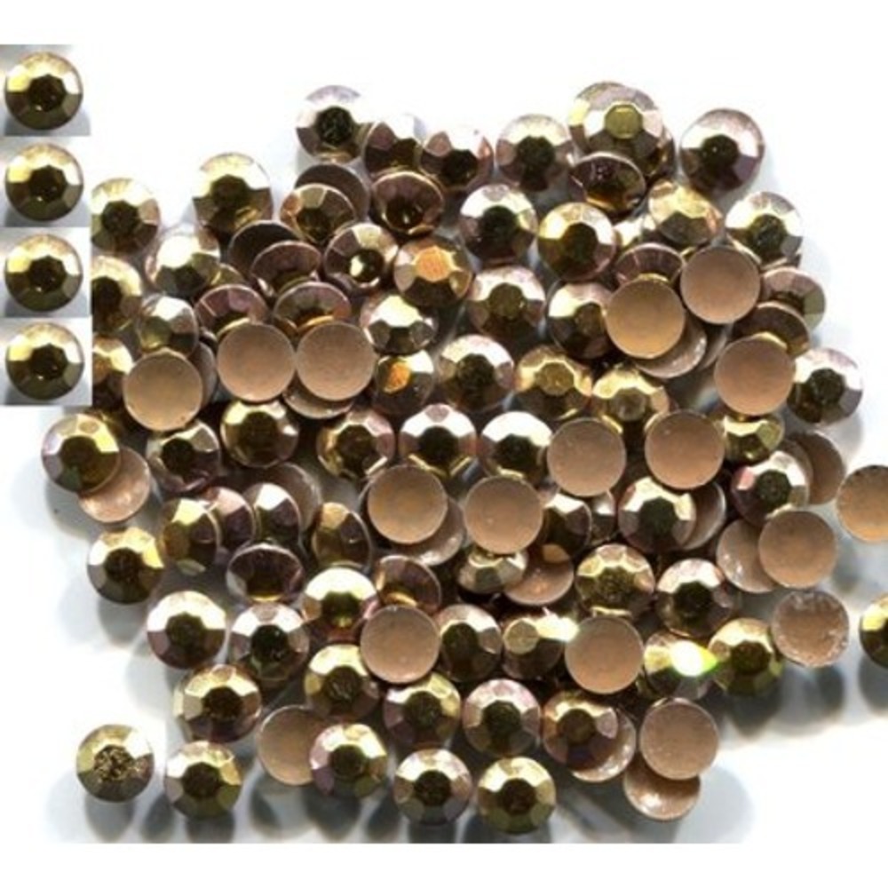 RHINESTUDS Faceted 2mm AB ICE GOLD Hot Fix‎ 144 PC  1 gross